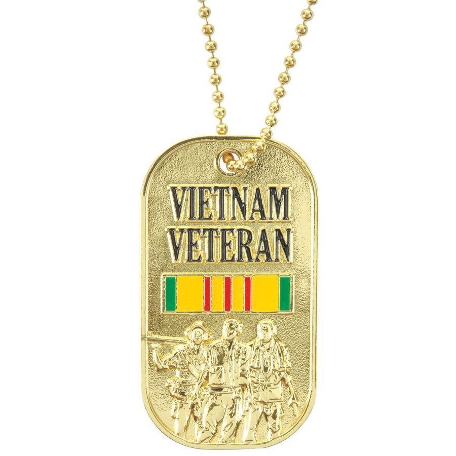 VIETNAM VETERAN SERVICE RIBBON REGULATION DOG TAG WITH CHAIN