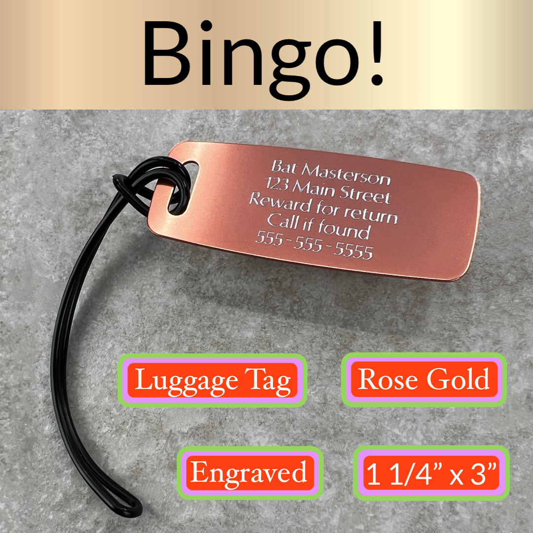 Custom Luggage Tags Baggage Tag Carry On Bag ID ENGRAVED LUGGAGE TAG ROSE GOLD