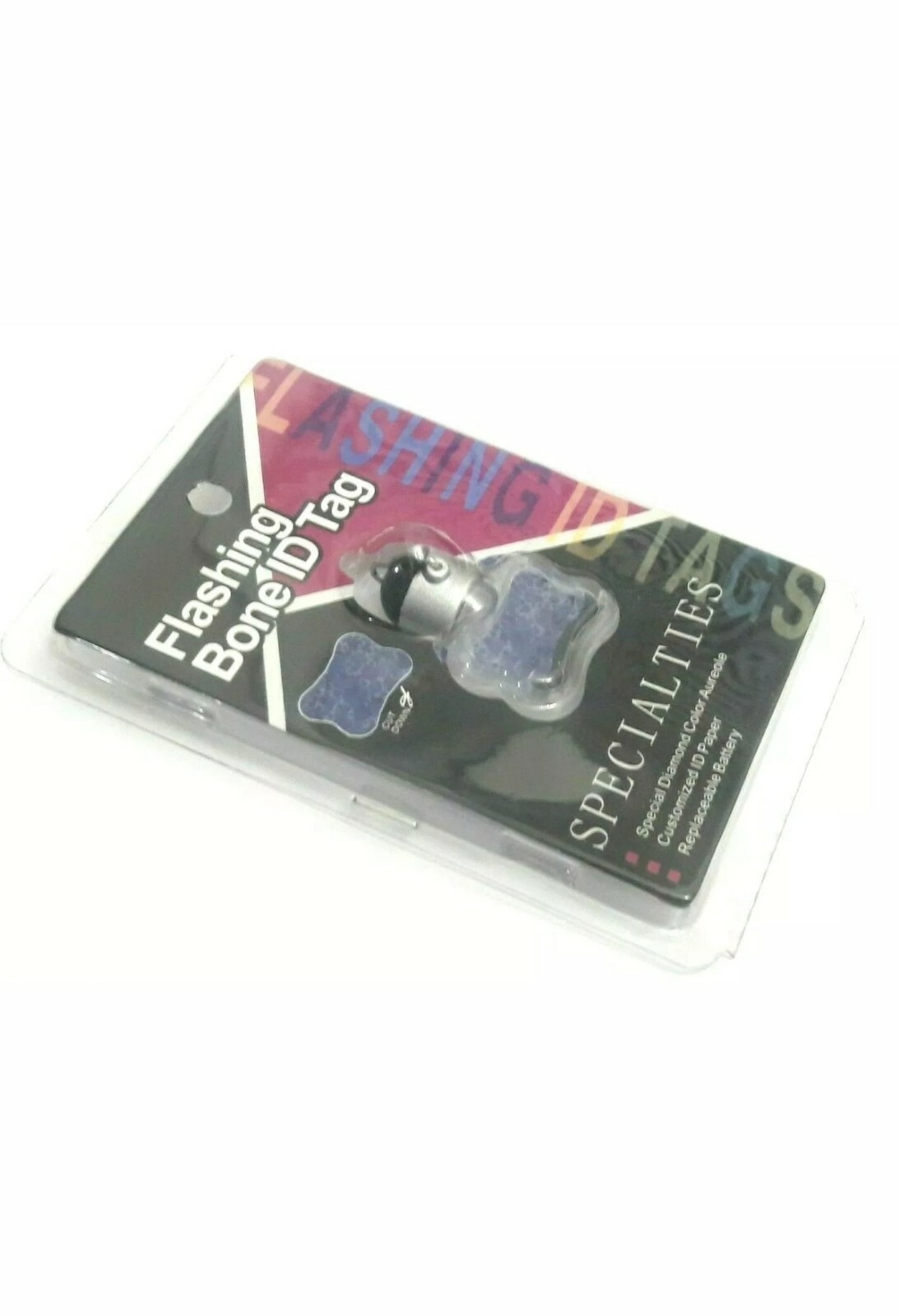 (1) SPECIALTIES FLASHING BONE PET ID SAFETY TAG DOG LIGHT Brand New!!!