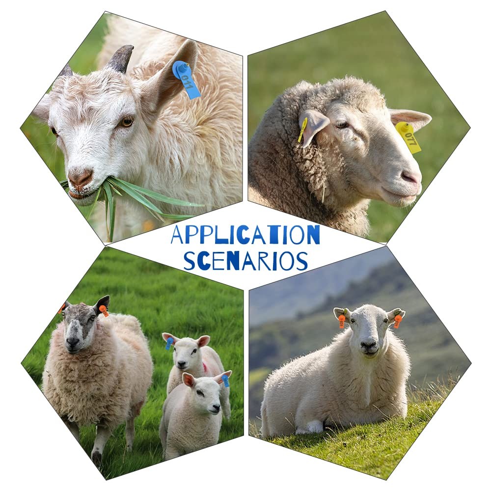 WMYCONGCONG 300 PCS 1-100 Number Plastic Livestock Ear Tag Animal Tag Blue Ye…