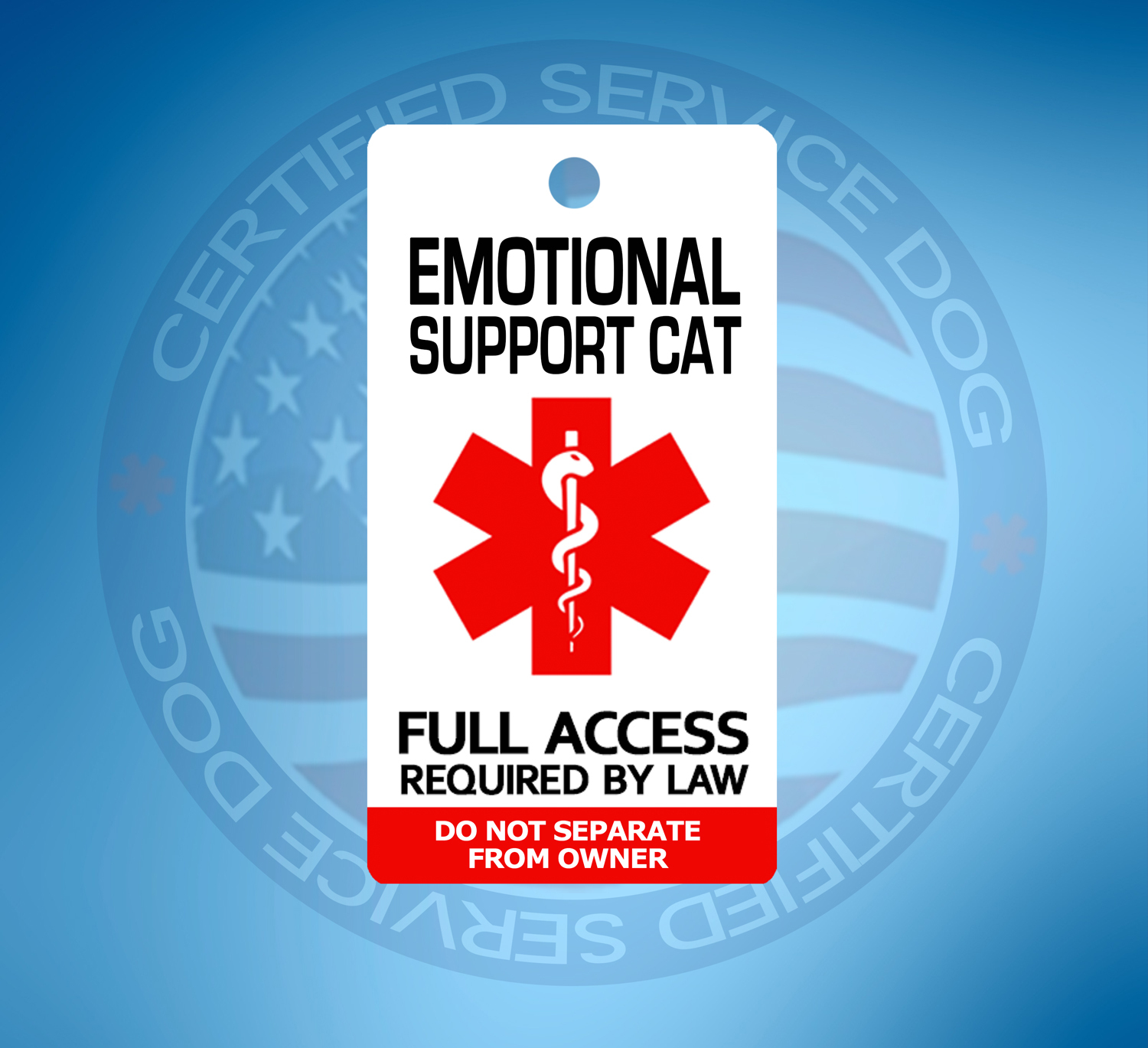 EMOTIONAL SUPPORT CAT ID TAG KEY CHAIN / COLLAR TAG FOR ADA ESA PTSD TAGS