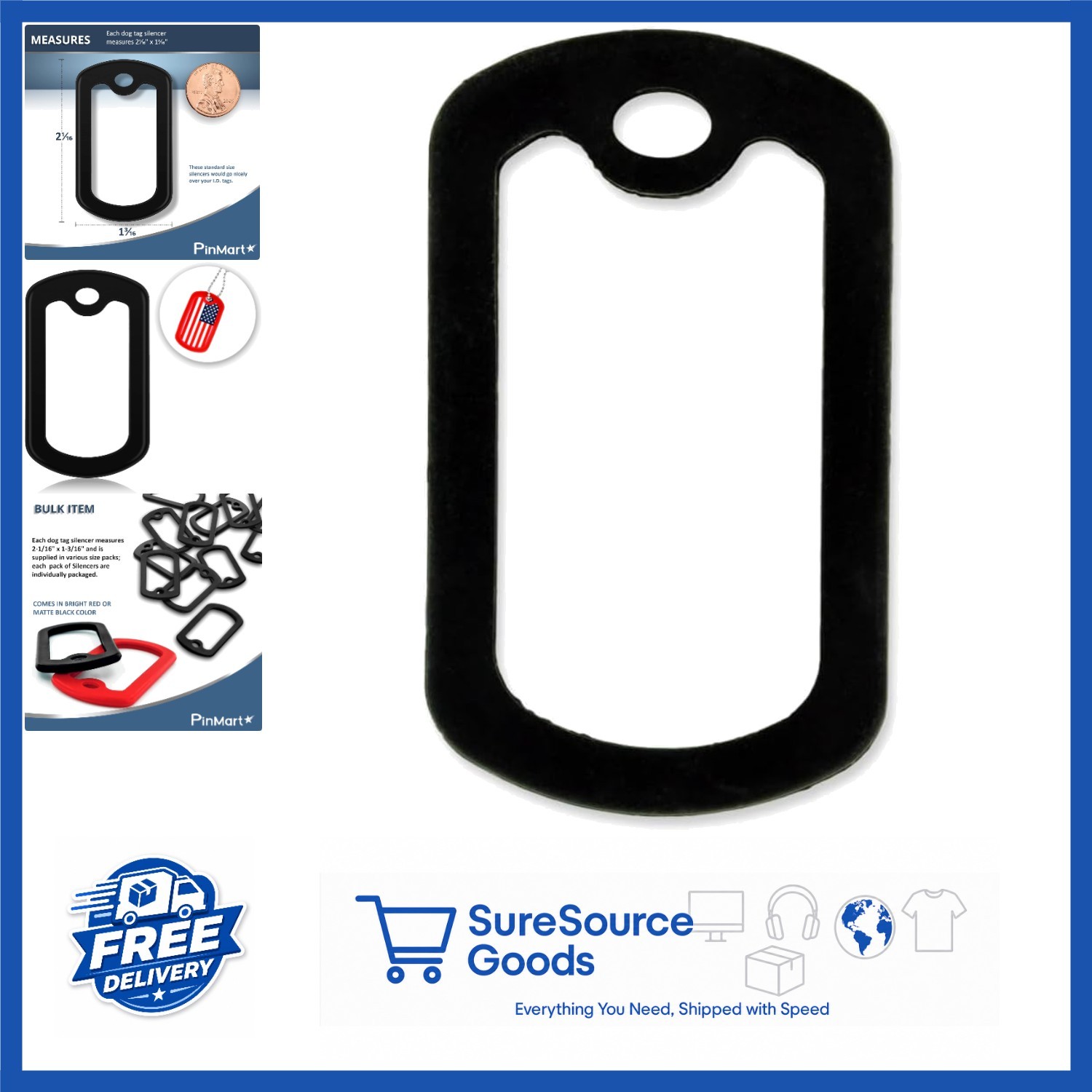 5 Pack Black Dog Tag Silencers Silicone Case to Prevent Noise and Scratching