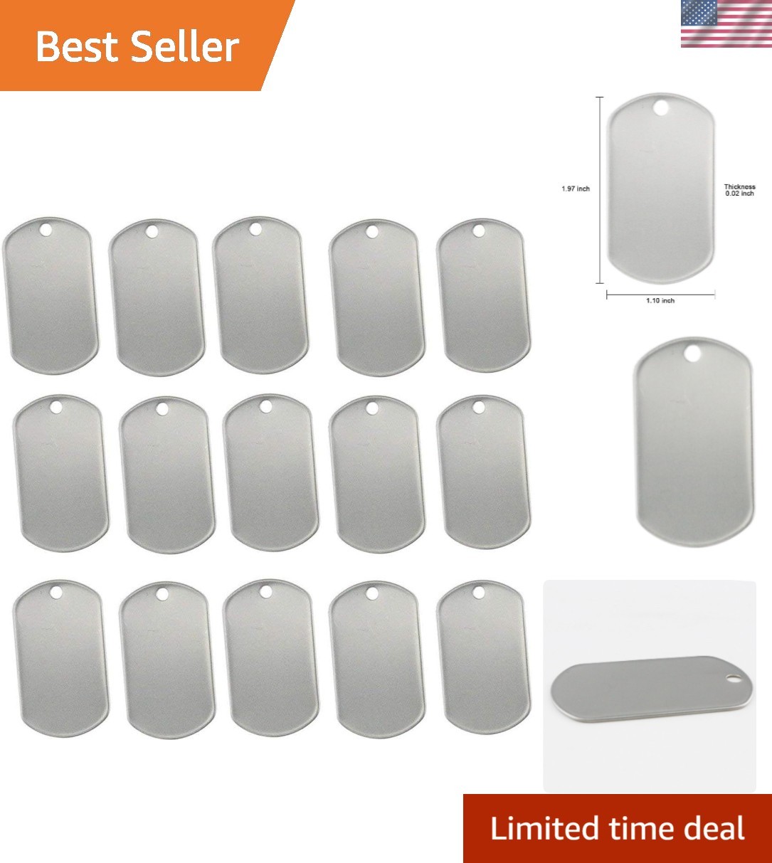 100PCS Blank Stainless Steel Dog Tags for Engraving – High Quality & Durable