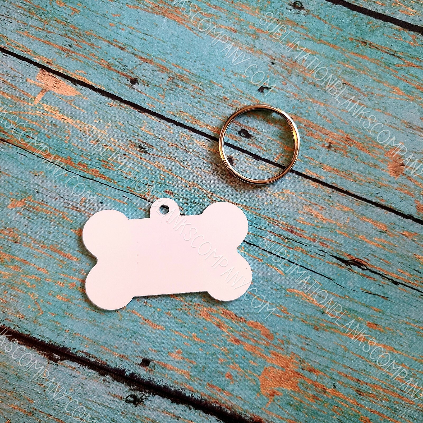 20 pcs 2-sided dog bone pet tag sublimation blanks. Aluminum Pet ID with ring!