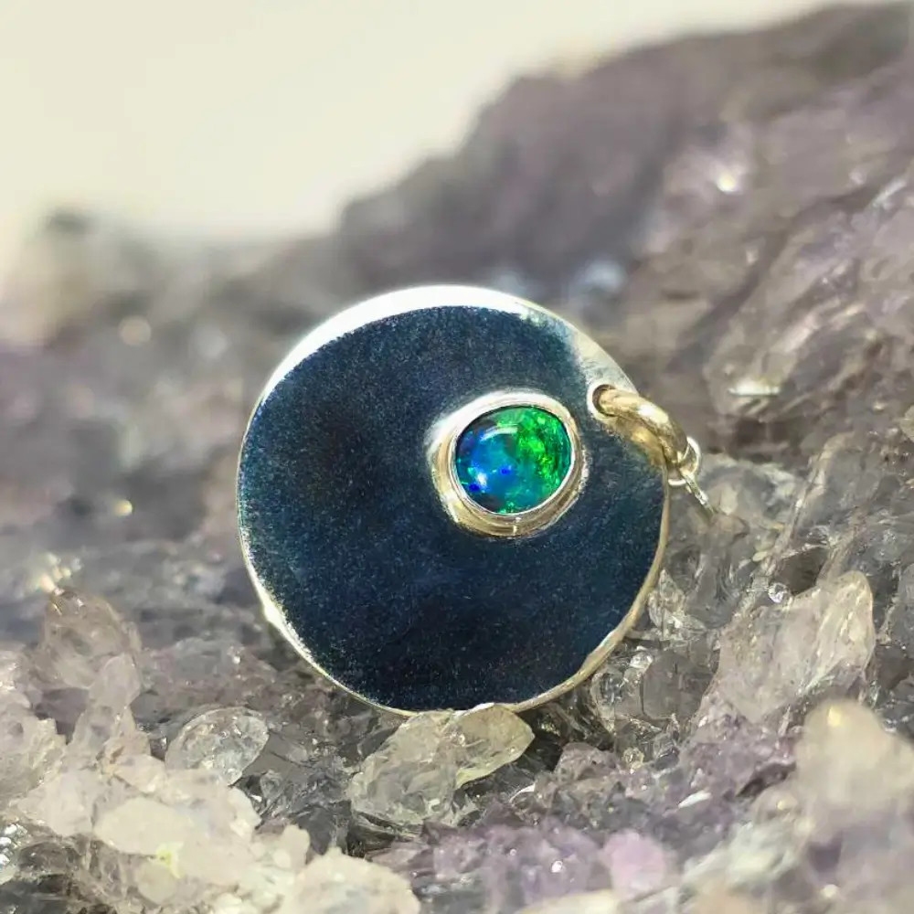 Nirva Lightning Ridge Black Opal 0.50ct S925 Silver Custom-made Pet Tag Pendant