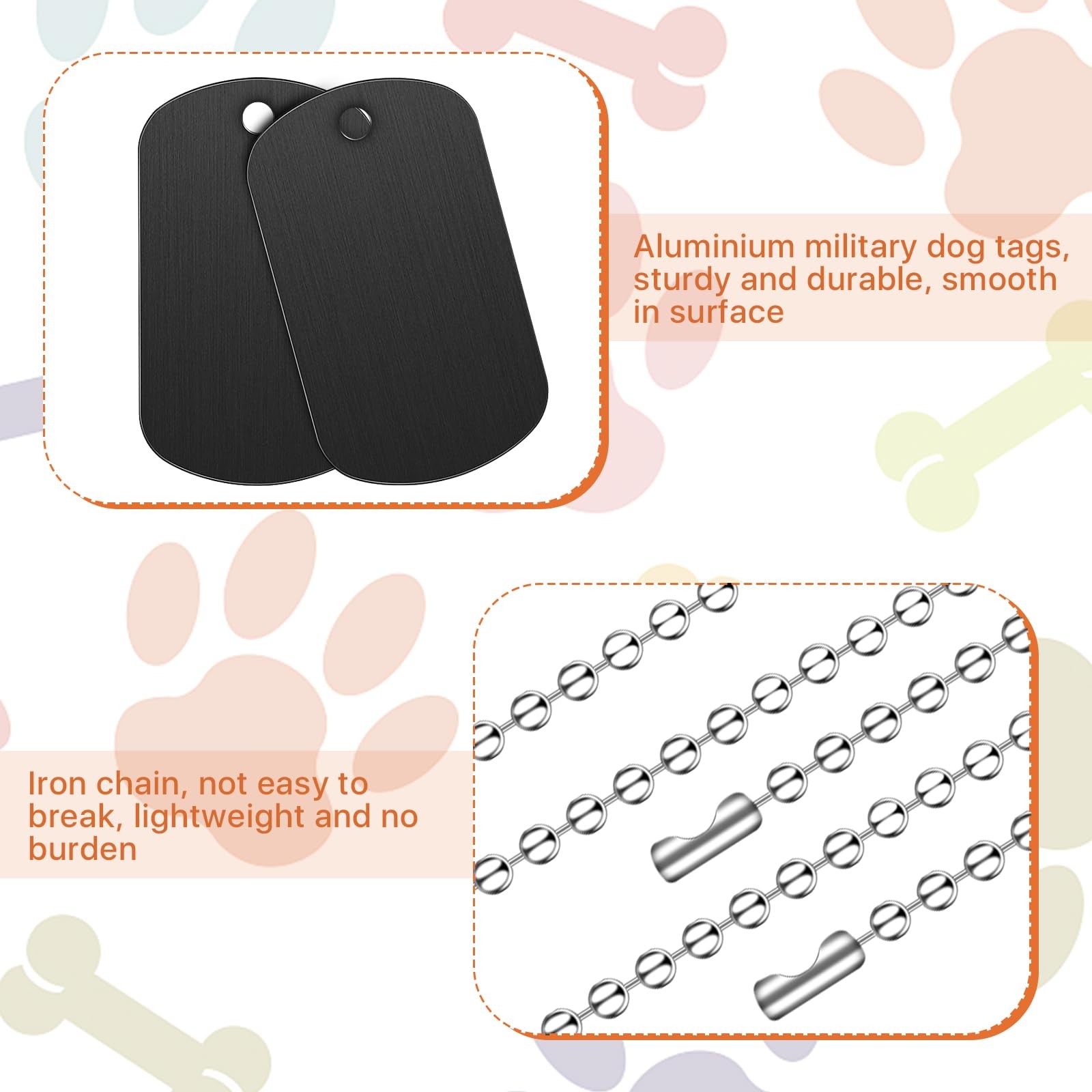 100Pcs Military Dog Tags Set, 50 Pcs Aluminum Blank Dog Tag and 50 Pcs Iron N…