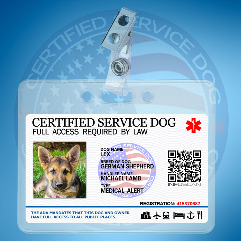 CUSTOMIZABLE TITLE ASSISTANCE SERVICE DOG ID CARD FOR SERVICE ANIMAL TAG