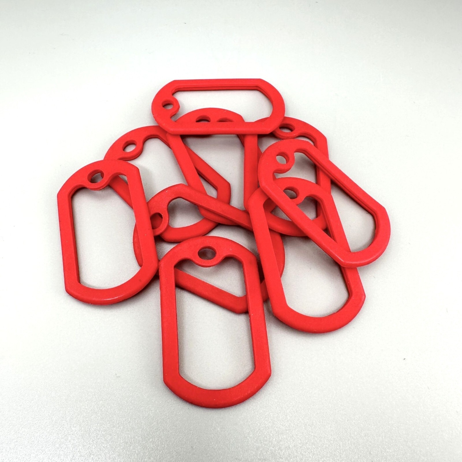 Set 9 Oval Red Silicone Dog Tag Silencers Key Tag Covers ID Protectors