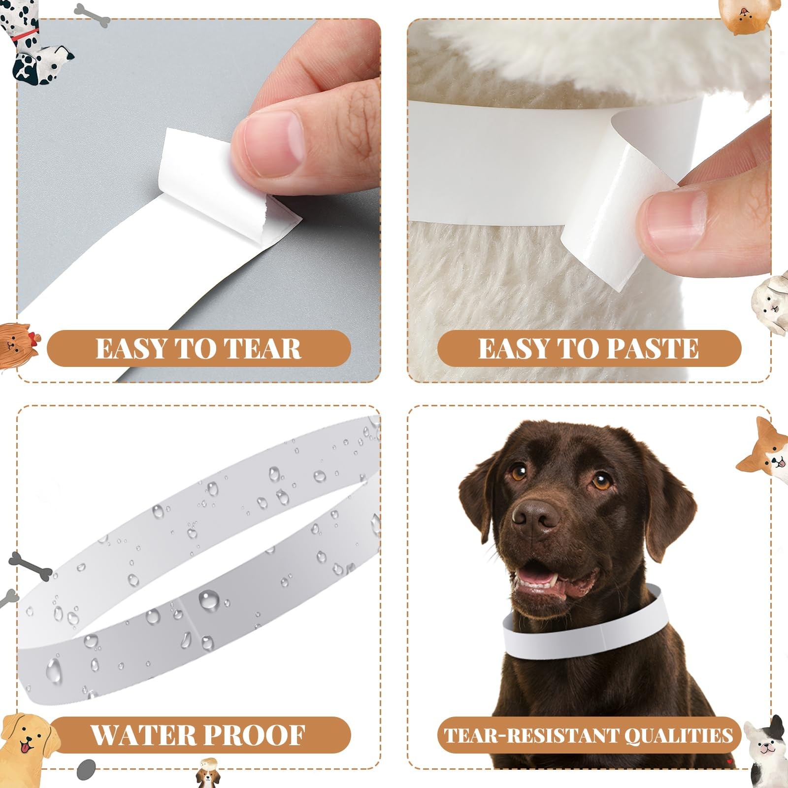 500 Count 20inch Adjustable Tear Resistant Waterproof Paper Dog Collars Puppy