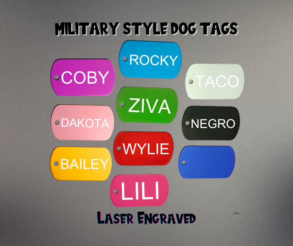 LASER ENGRAVED PERSONALIZED MILITARY STYLE PET TAG ID