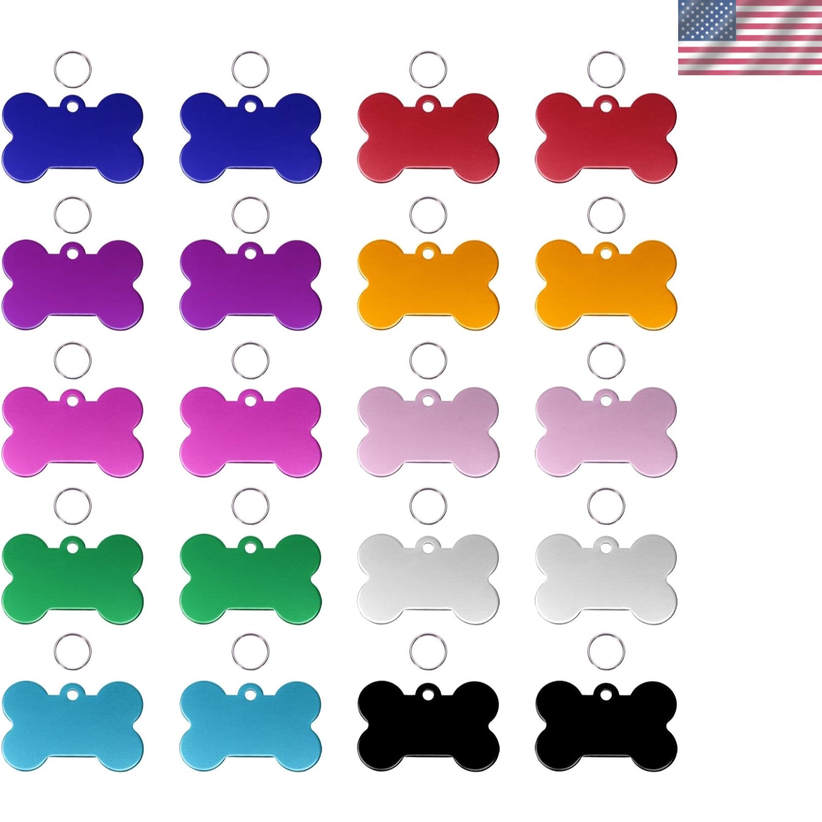 Aluminum Alloy Pet ID Tags 20Pcs Bone Shaped Blank Engraved Dog Cat Name Phon…