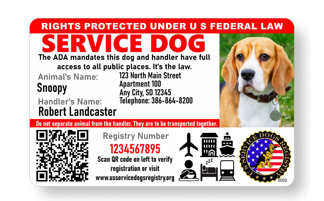 Holographic Service Dog ID w/QR Code & ID Holder Plus Digital Copy-Landscape