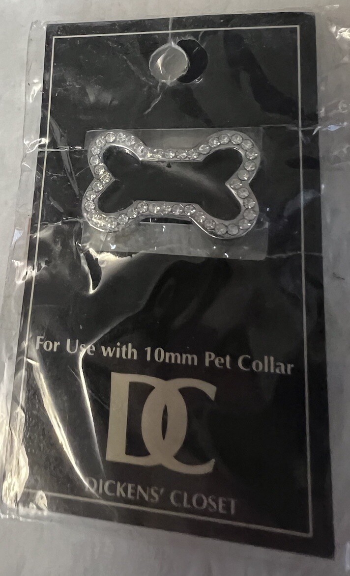 Dog Cat Collar Dog Bone Shape Sparkle Bling For Use With 10mm Pet Collar