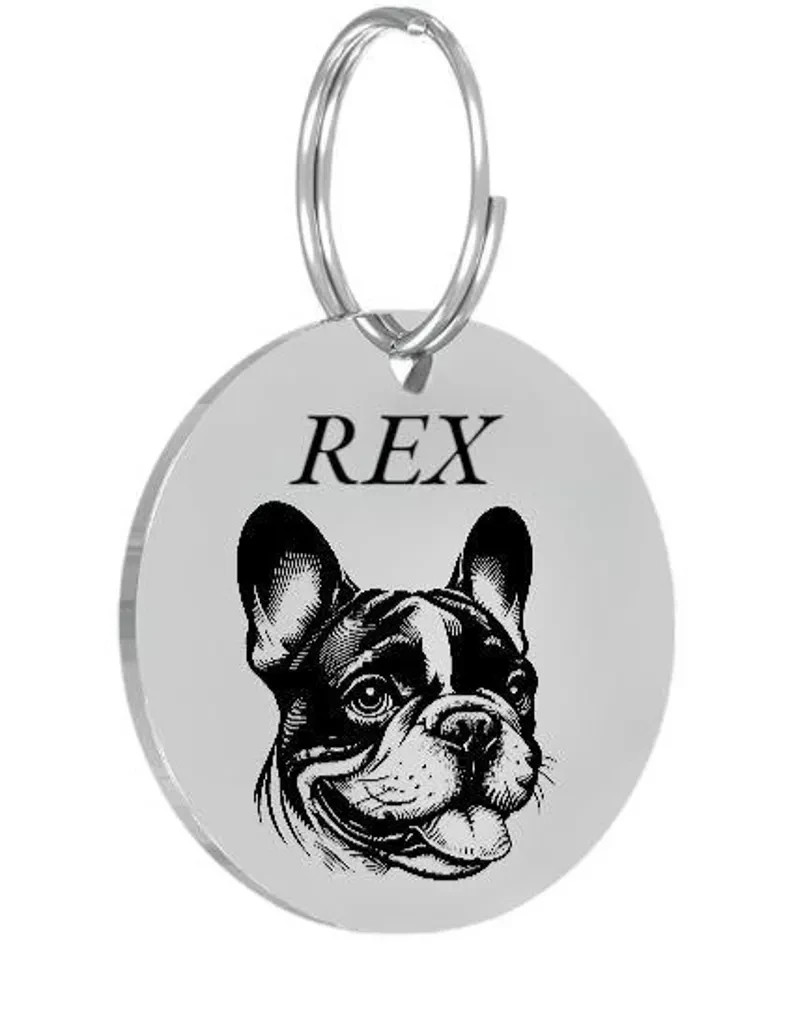 FRENCH BULLDOG Pet ID Tags Dog Tags Personalized Front and Back Engraving…