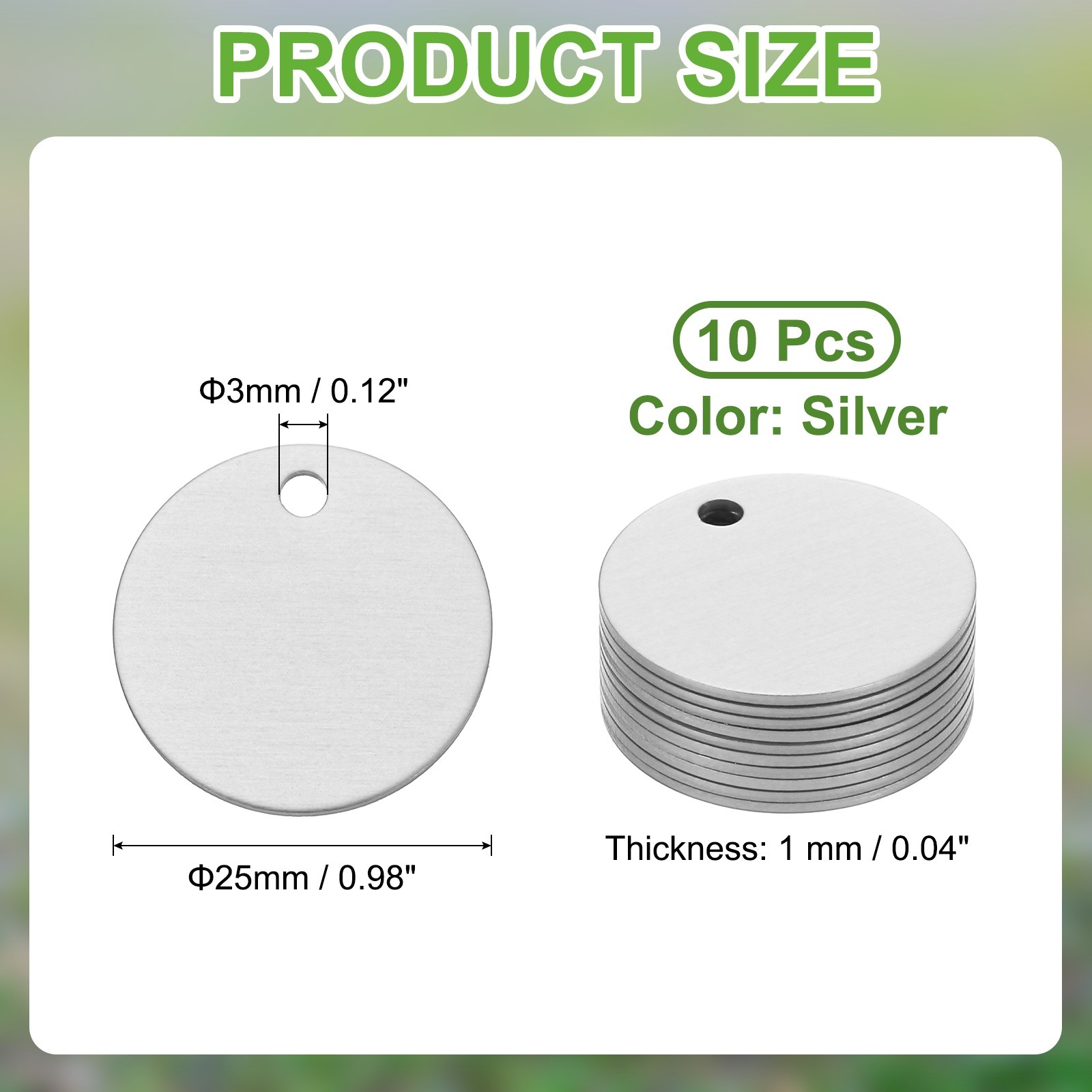 10pcs Dog Pet Tags 25mm Round Aluminum Engraving Blanks Tags Silver