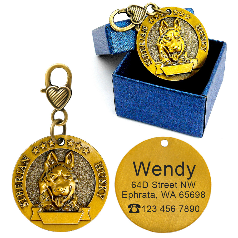Cool Dog Breeds Personalized Dog Tags Free Name Engraved Copper Pet Tag Custom
