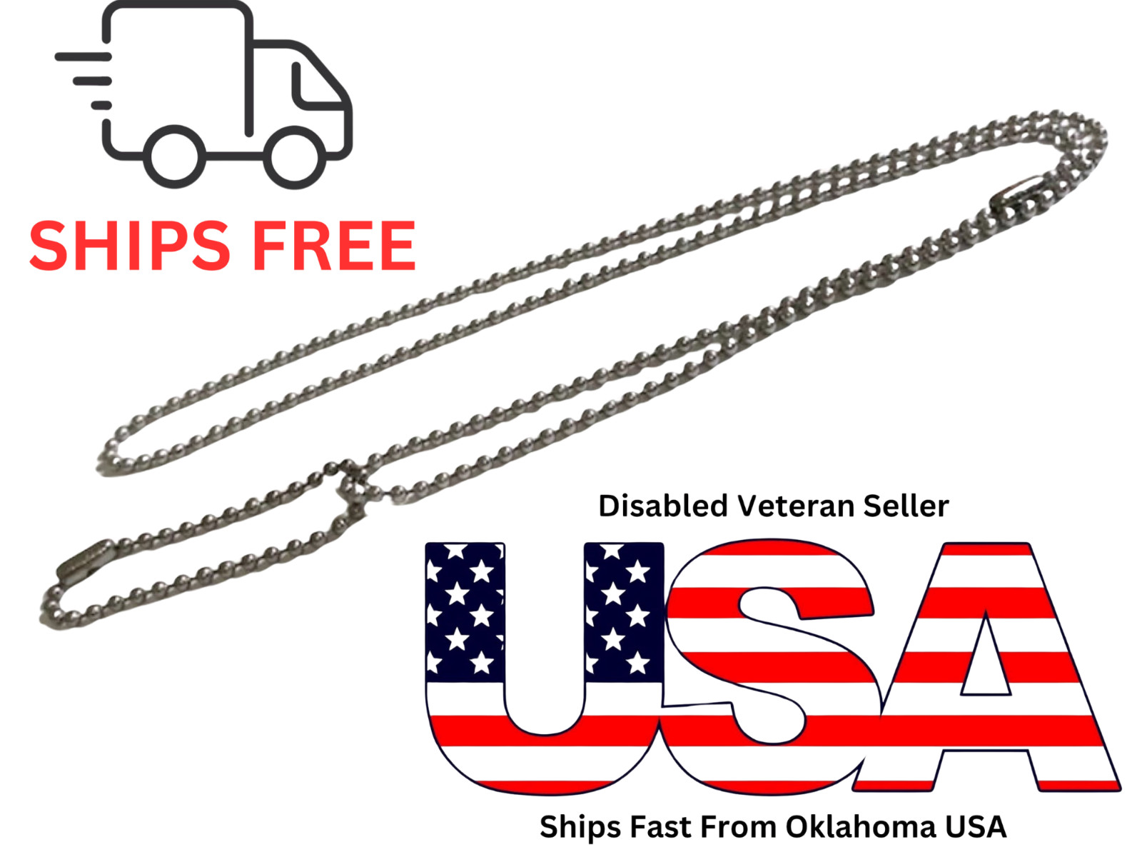 27″/4.5″ US Military Issue Premium Stainless Steel Dog Tag Chain Set