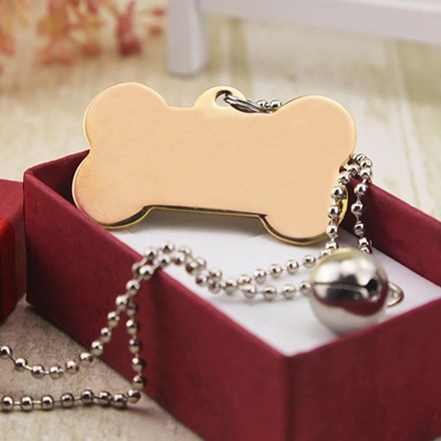 Stainless Steel Pet ID Tags Rose Gold Blank Charms Bone Dog ID Tags Pet Collar N