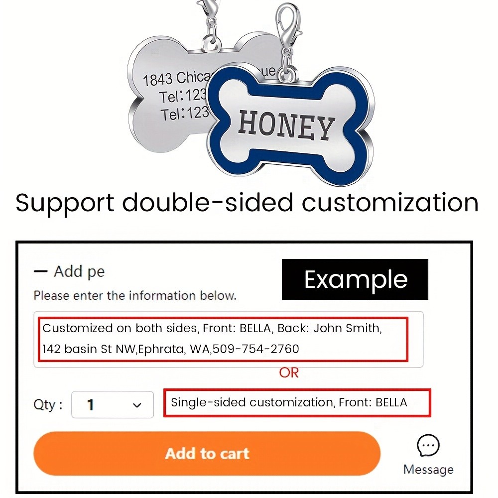 Durable Double-Sided High-Quality Smooth Sturdy Custom Engraved Metal Pet ID Tag