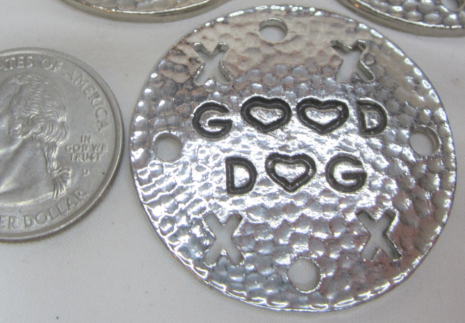 Set of 3 Good Kitty & Set of 5 Good Dog 1.5″ Metal Medallions or Charms XOXO