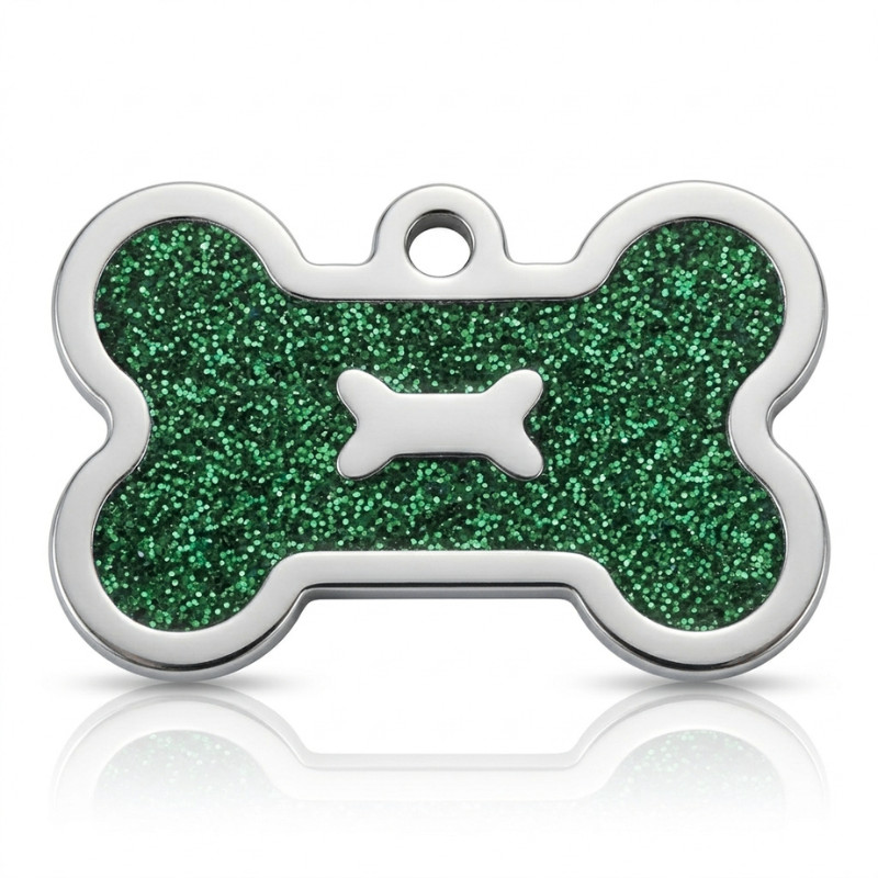 PET ID TAG CUSTOM ENGRAVED PERSONALIZED DOG CAT NAME TAGS Glitter Bone DOG TAG