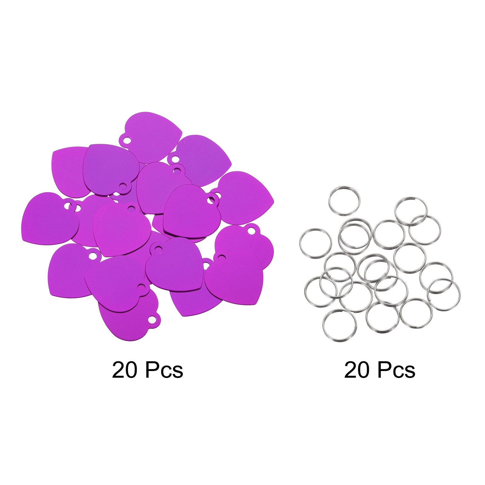 Pet ID Tags, Engraving Tags, Heart-Shape Dog ID Tag, Purple Blank Tags, 20pcs