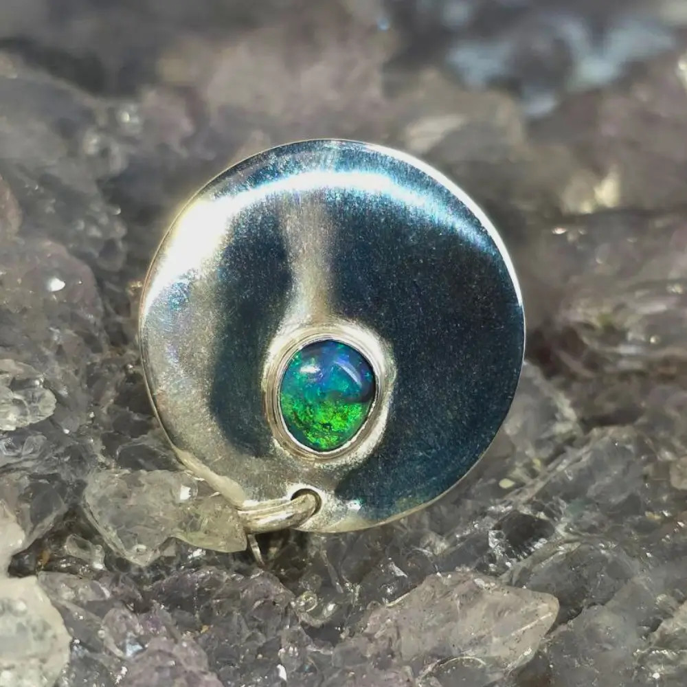 Nirva Lightning Ridge Black Opal 0.50ct S925 Silver Custom-made Pet Tag Pendant