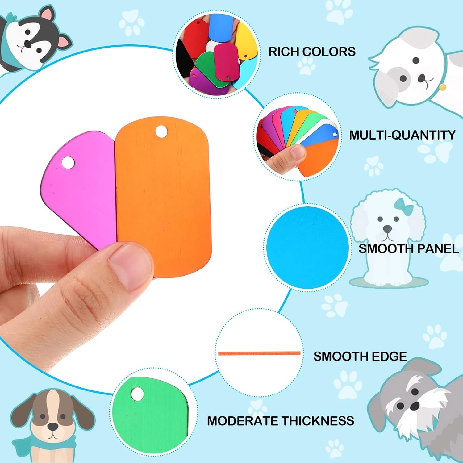 100 Aluminum Tags, DIY Craft Supplies in 10 Colors