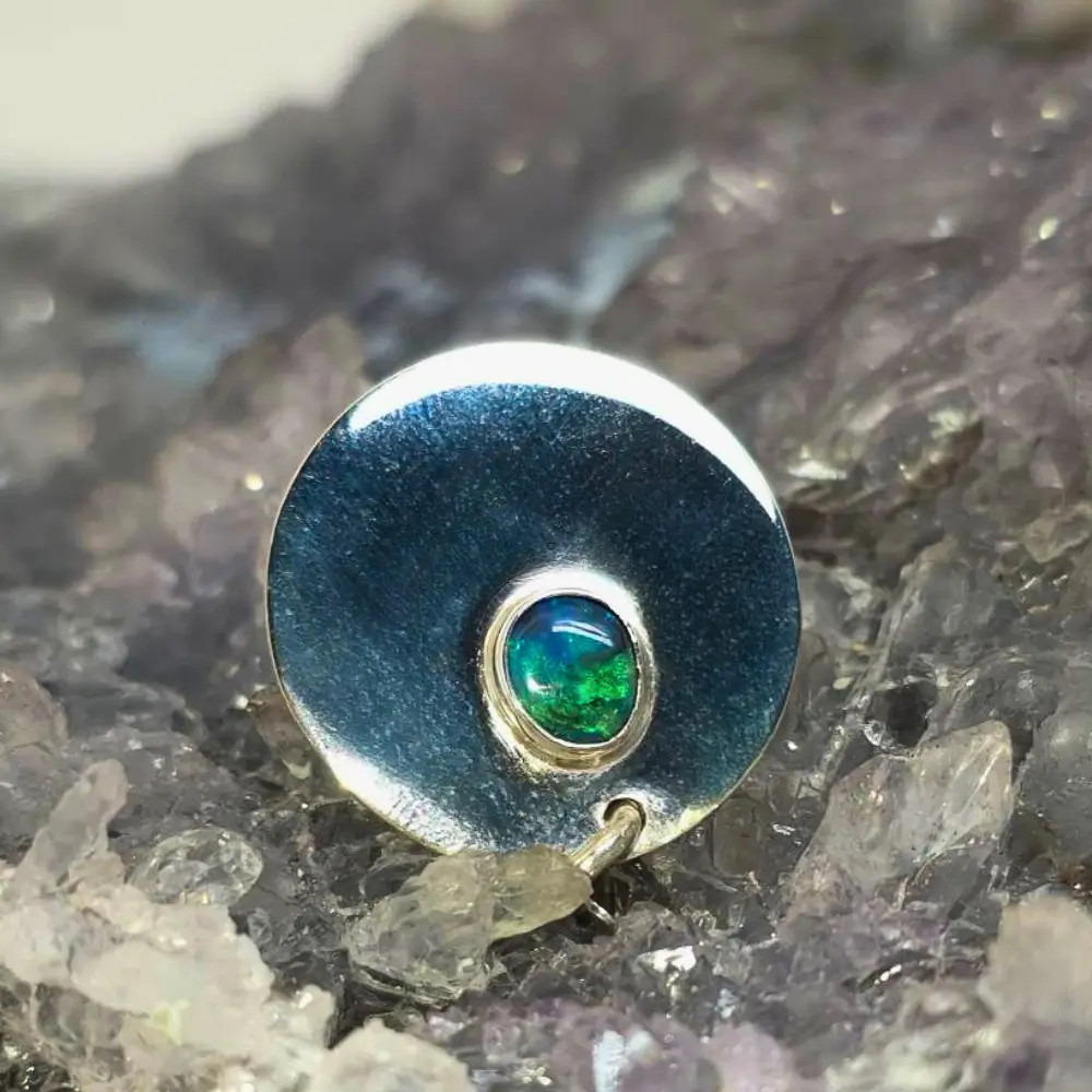 Nirva Lightning Ridge Black Opal 0.50ct S925 Silver Custom-made Pet Tag Pendant