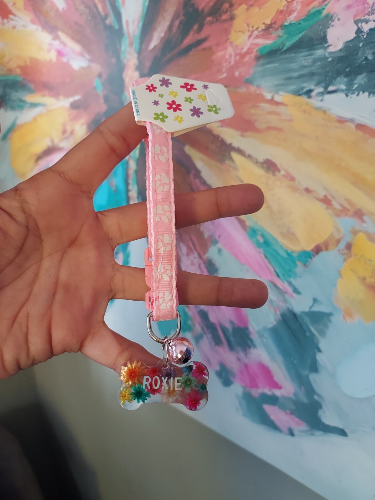 Collar personalizado para mascotas flores secas
