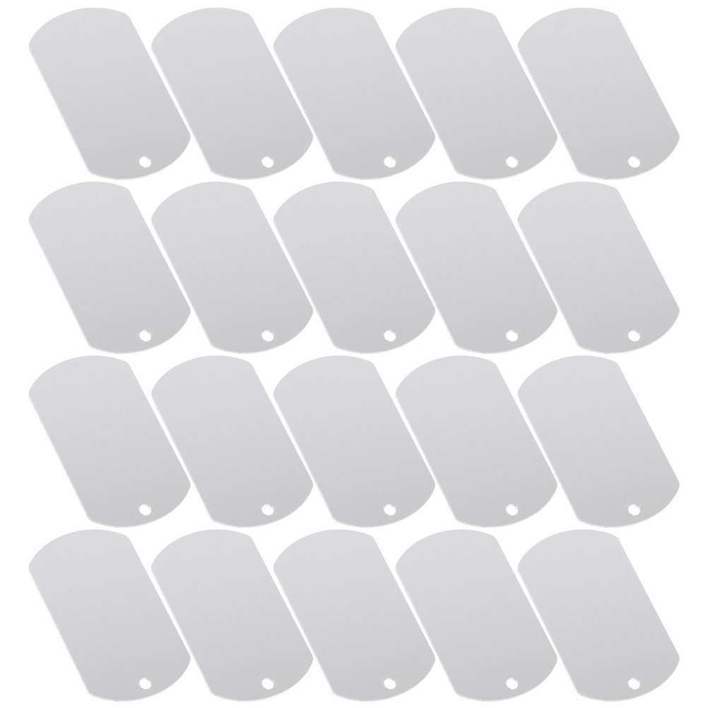 20Pcs Reusable Aluminum Pet Name Tags Blank Dog Tag for Engraving Silver