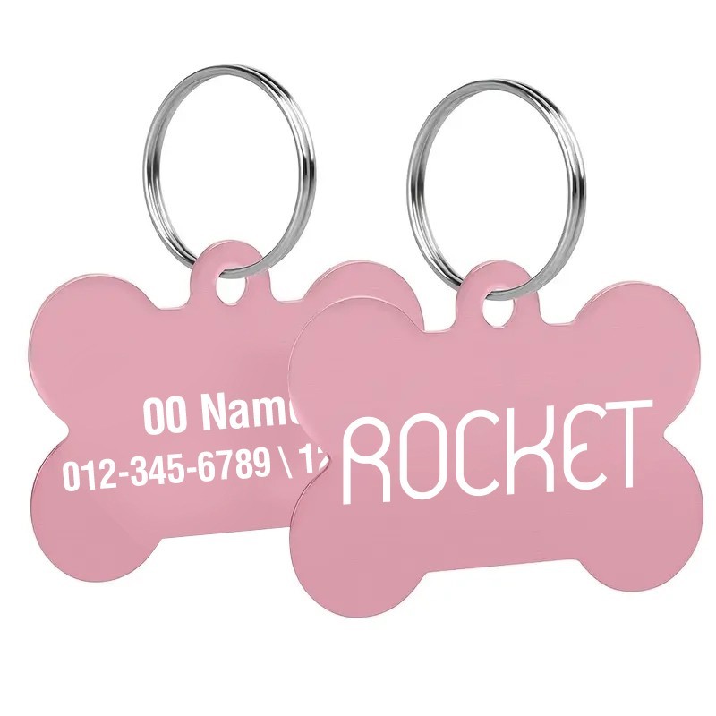 Custom Bone Aluminum Pet ID Tag Engraved Placa Perro Gato 10 Colors 3 Sizes USA