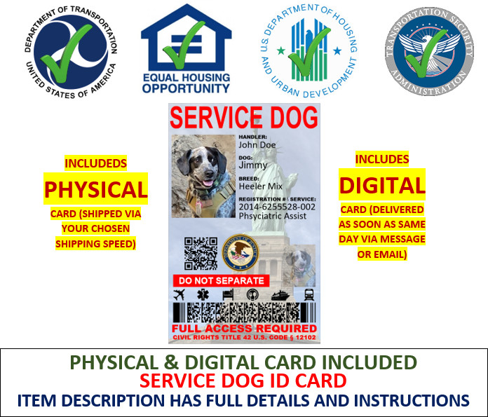 HOLOGRAPHIC ADA SERVICE DOG ID CUSTOMIZABLE INFO PHYSICAL&DIGITAL CARD