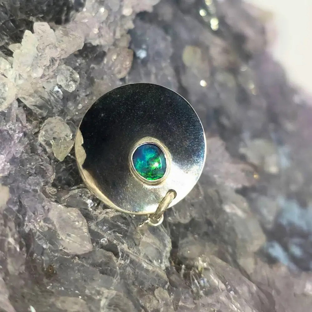 Nirva Lightning Ridge Black Opal 0.50ct S925 Silver Custom-made Pet Tag Pendant