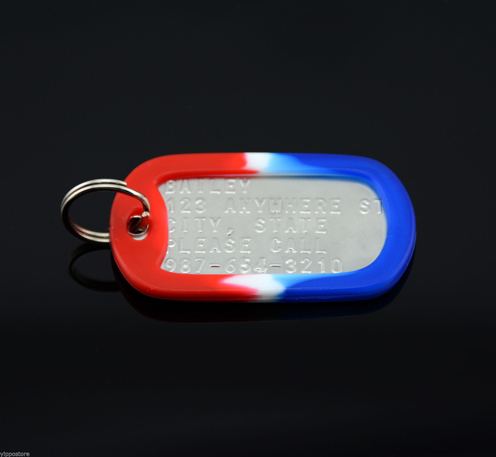 Custom Embossed Personalized Stainless Steel Military Style Dog Tag Pet ID Name