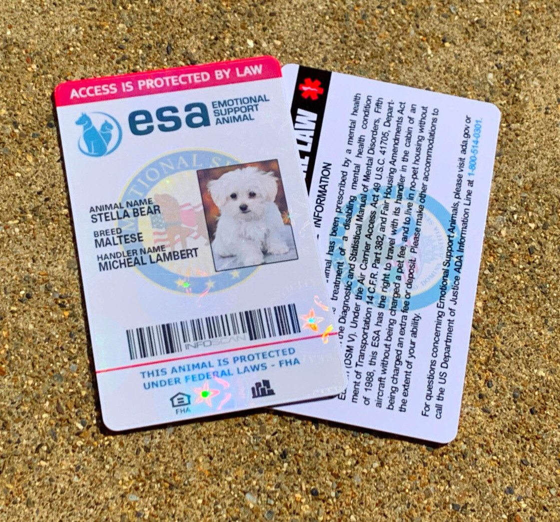 ESA ID CARD FOR EMOTIONAL SUPPORT DOG / CAT ANIMAL / SERVICE DOG – HOLOGRAPHIC