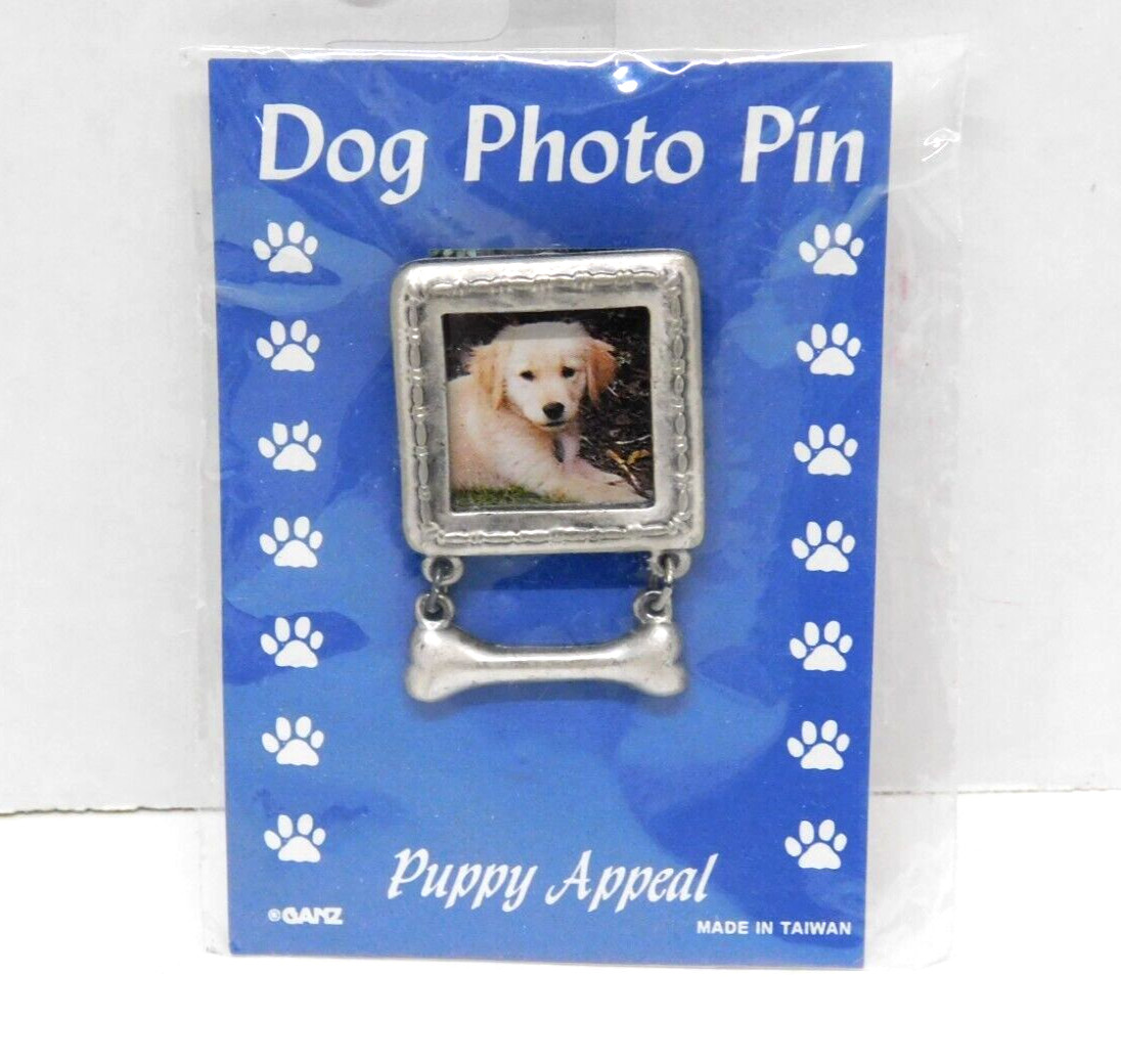 GANZ Dog PHOTO PIN Dog with Bone Puppy Appeal in gift box