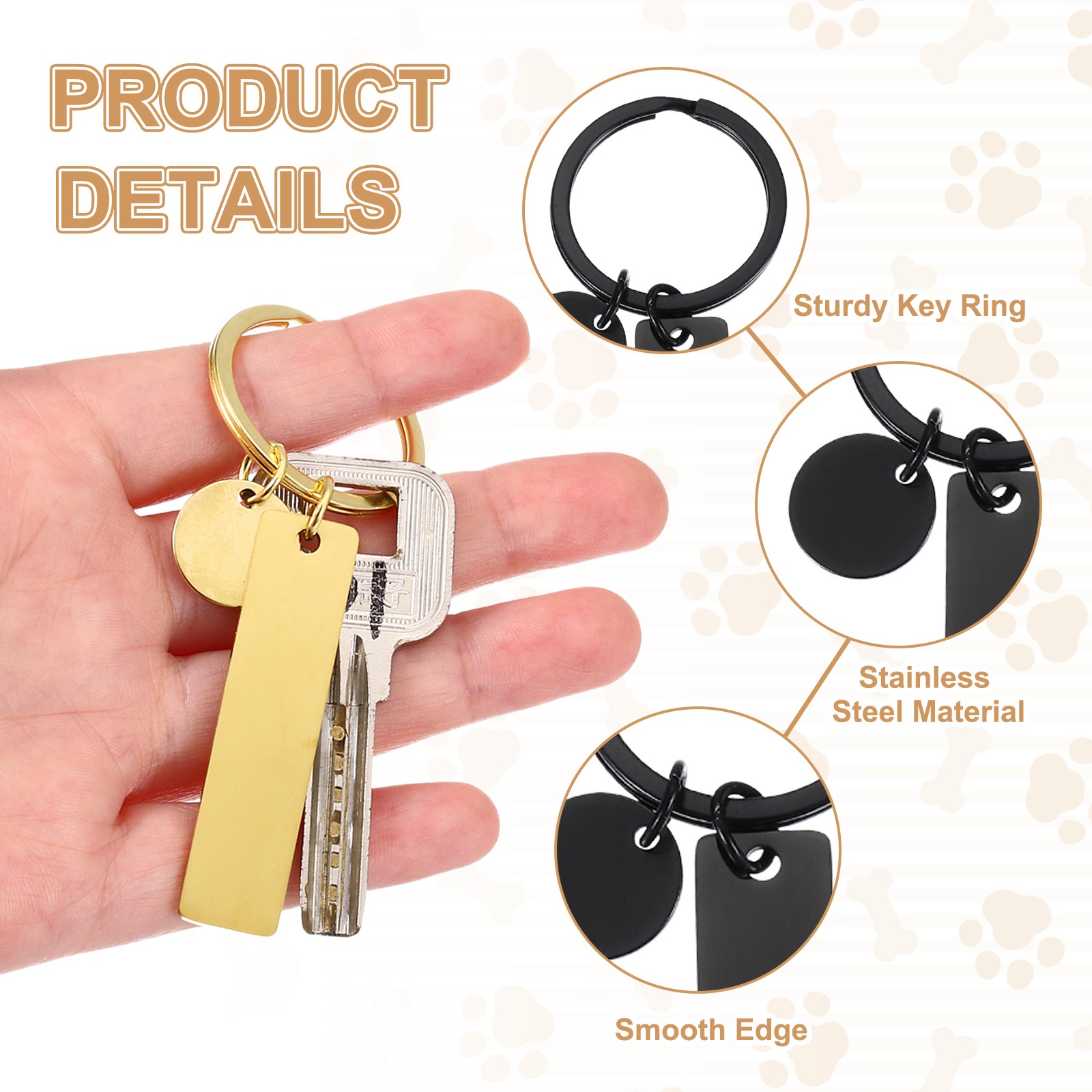 30Pcs Metal Engraving Keychain Blanks, Black(Rectangular)