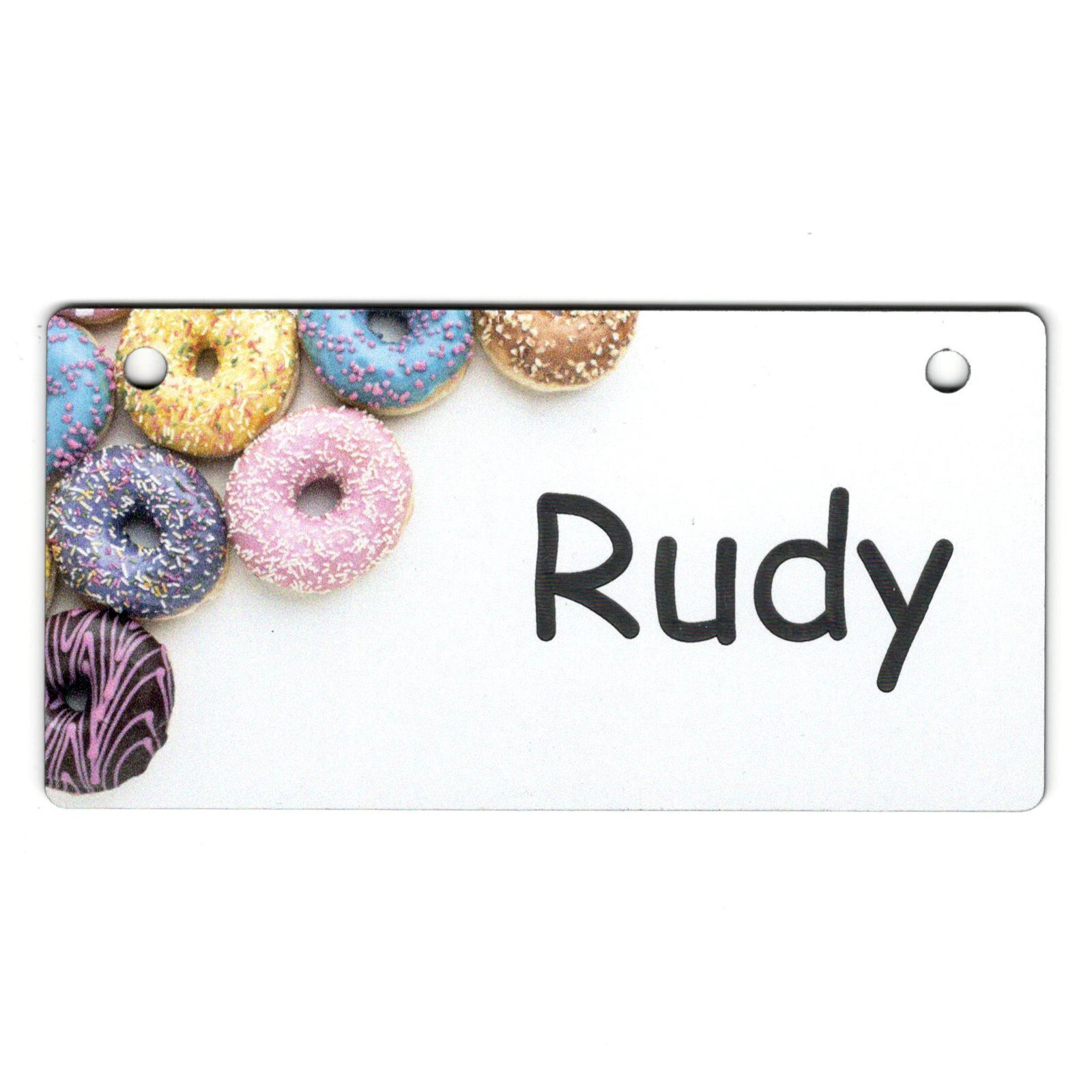 Donuts on White Design Personalized 5″ x 2.5″ Dog Crate Tag