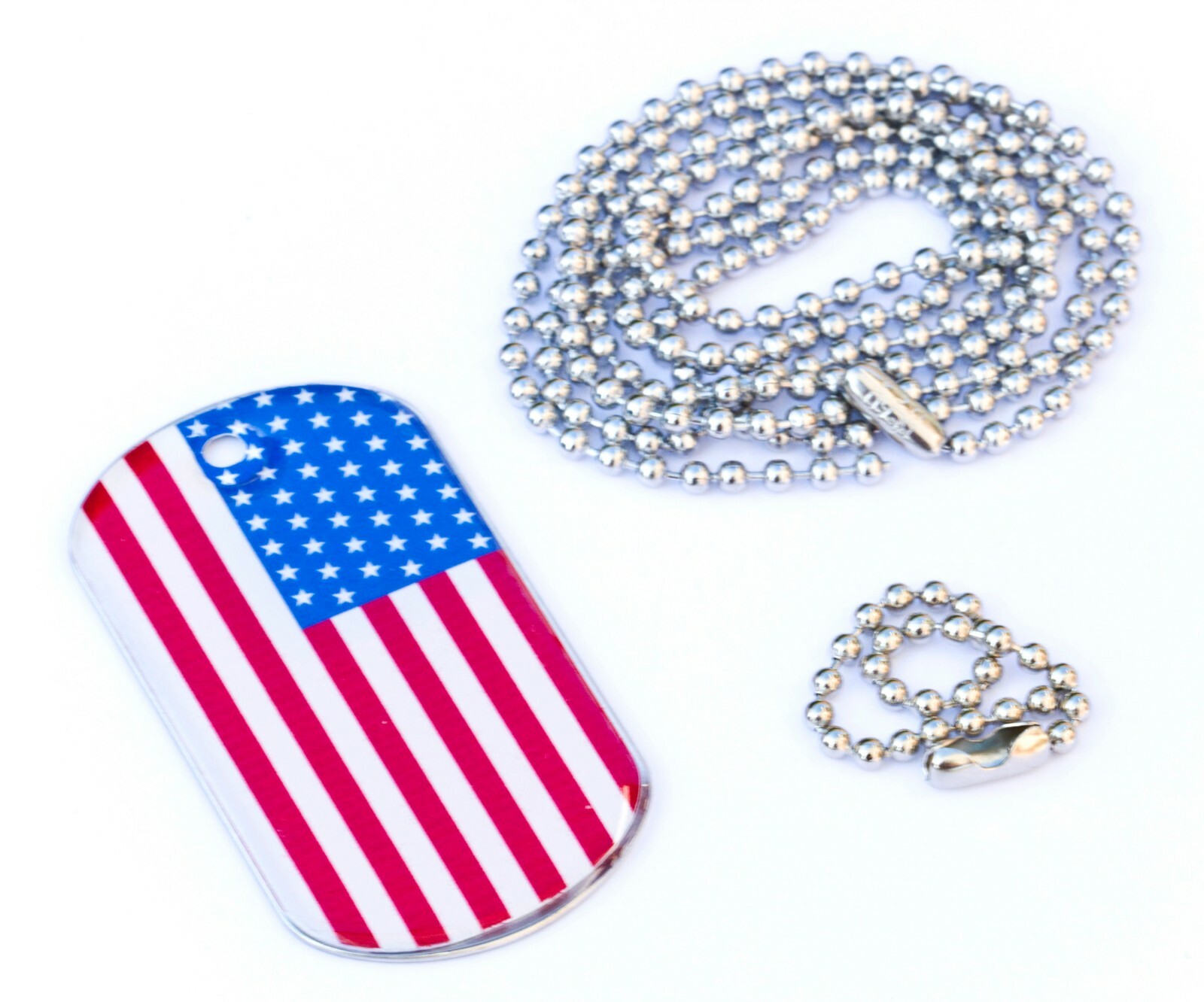 Pack 10pc USA Flag Stainless Steel Military Dog with 30″ Necklace Chain 4″ Tag