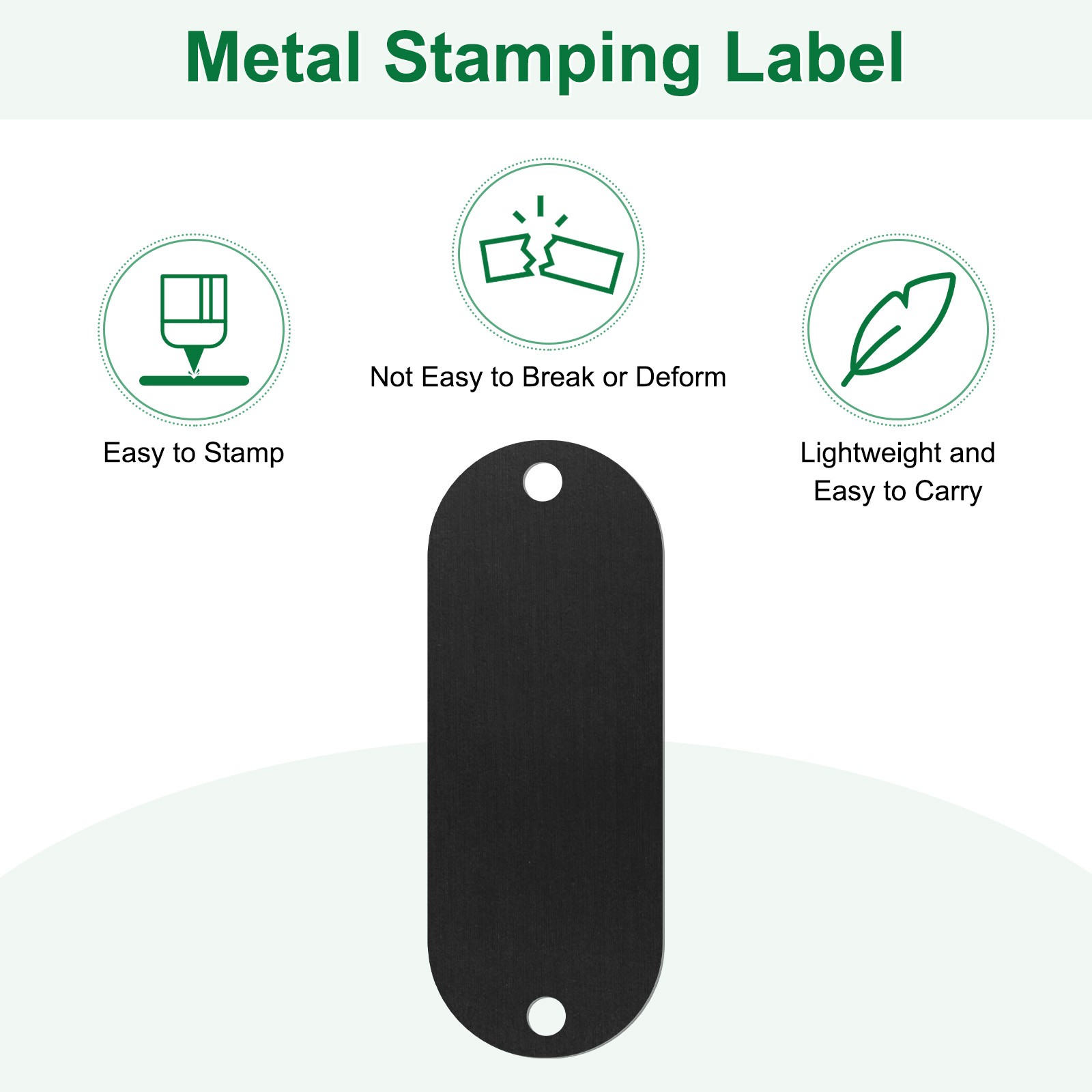 25-Pack 2″ x 0.75″ x 0.04″( L x W x T ) Blank Dog Tags [Black, 2 Holes]