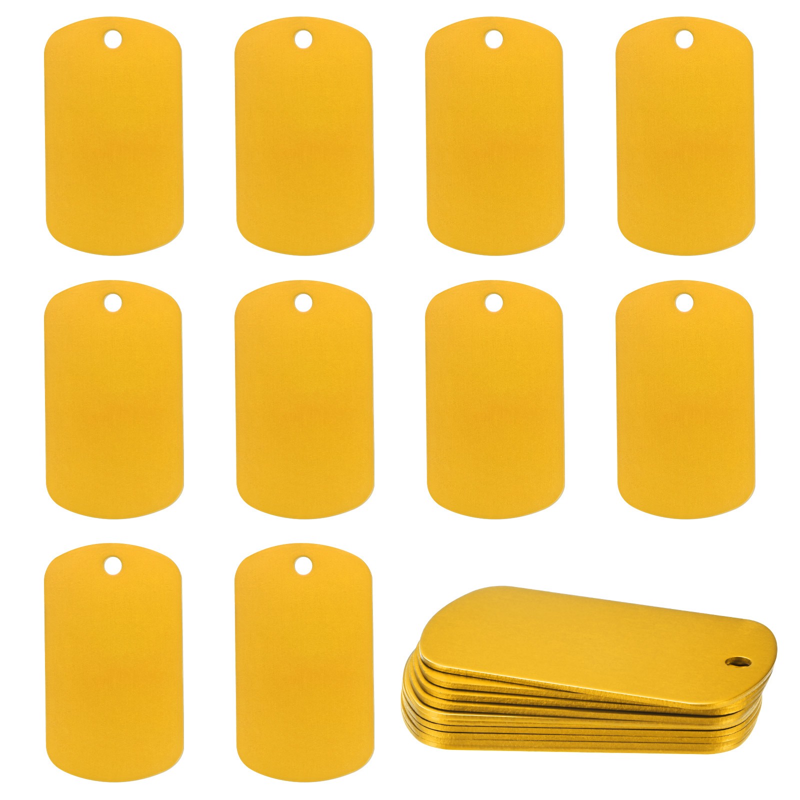 20-Pack 2″ x 1.18″ x 0.04″( L x W x T ) Blank Dog Tags [Yellow, 1 Hole]