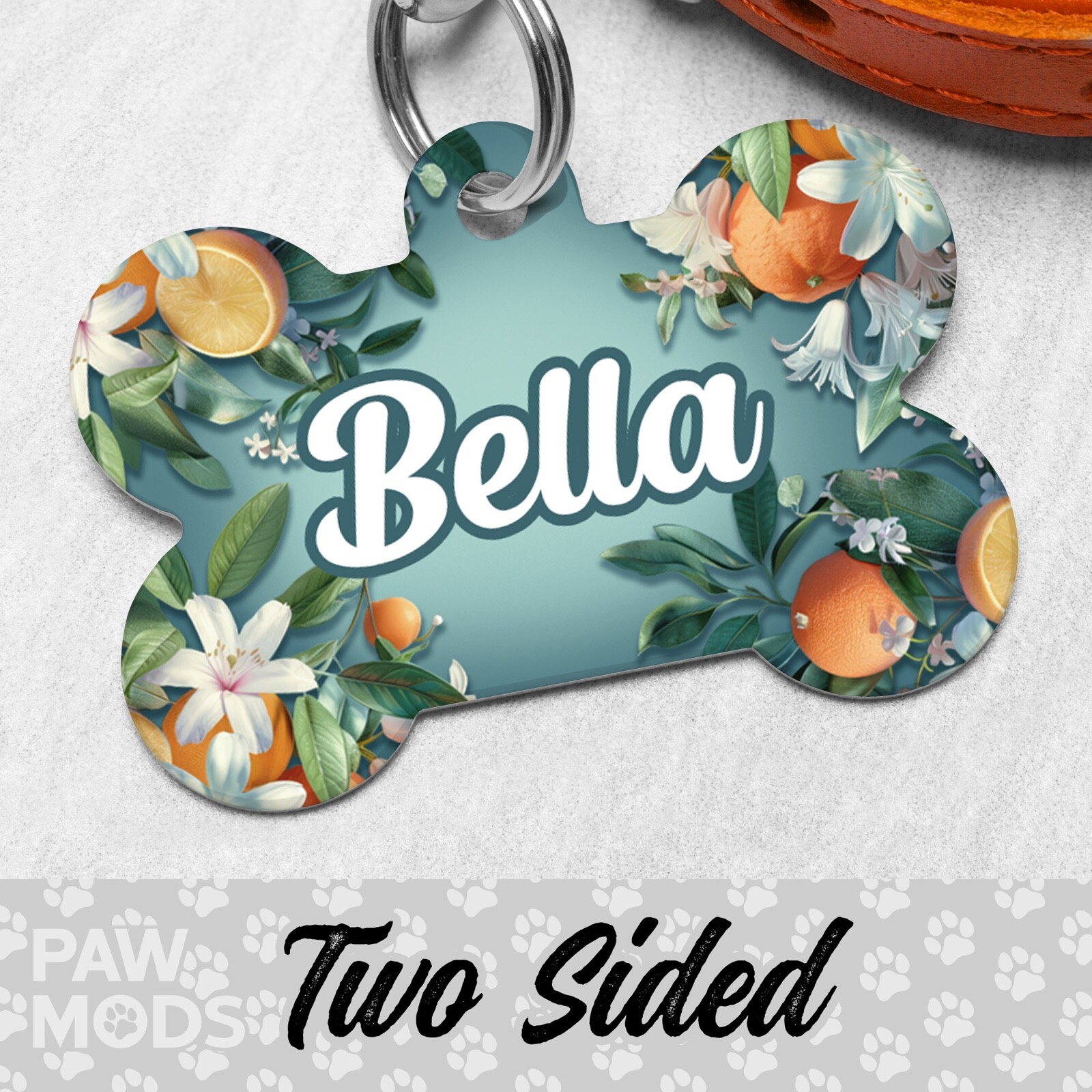 Orange Blossom Dog Tag for Dogs, Oranges Pet ID Tags, Custom Personalized Tag