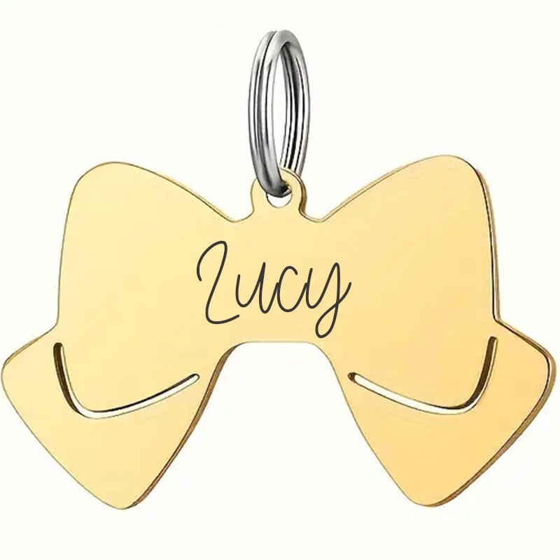 Custom Bow Tie Dog Tag Stainless Steel Pet ID | Engraved USA