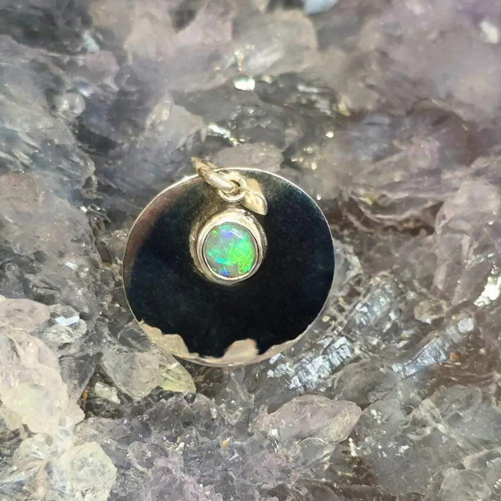 Lightning Ridge Natural Crystal Opal 0.60ct S925 Silver Custom Pet Tag Pendant