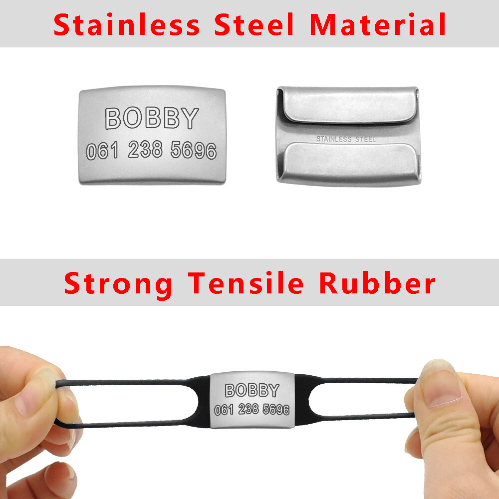Personalized Slide-On No Noise Dog ID Tags Stainless Steel Cat Collar Tag Disc