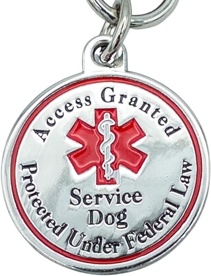 Service Dog Tag Double Sided Red Medical Alert Symbol Medal for Small Dogs Use f