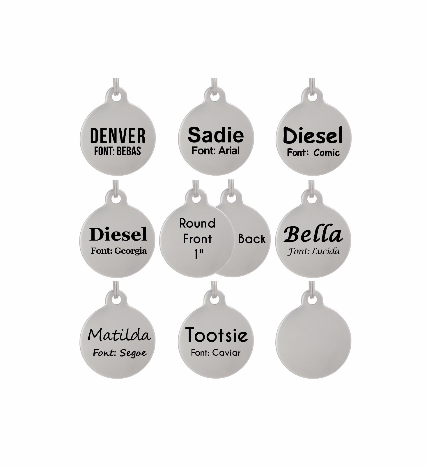 Double Sided Pet ID Tag Personalized Dog Cat Tag Laser Etched Stainless Steel