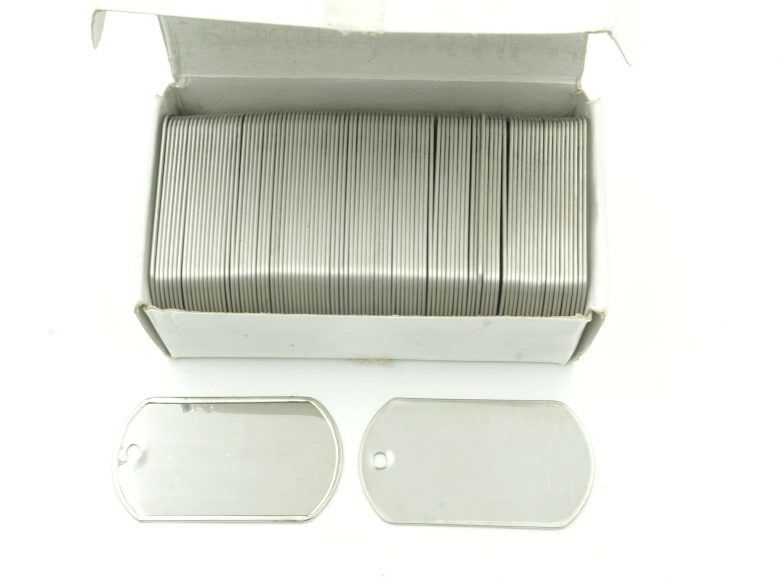 Box of 100 Stainless Steel Military Spec Army BLANK Dog Tags SHINY Finish