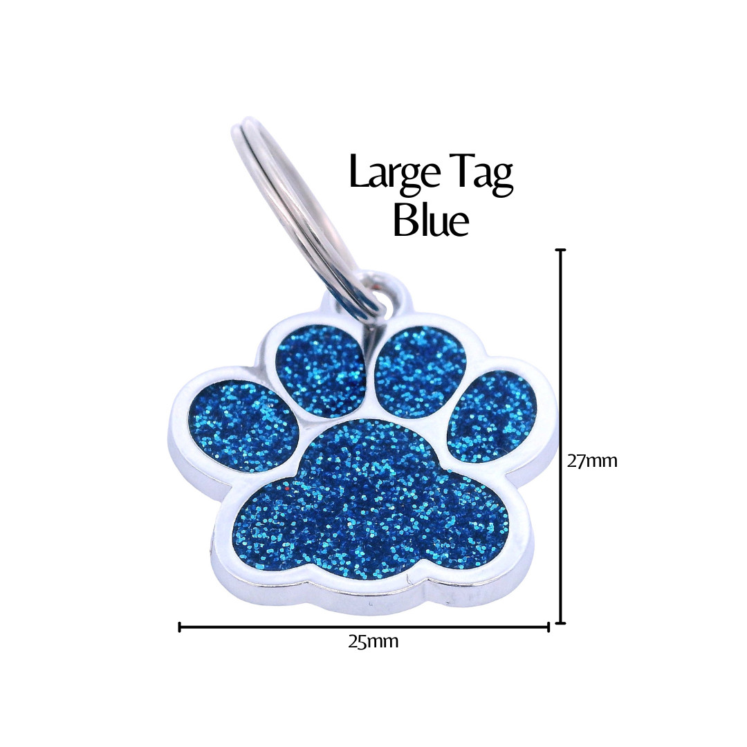 Personalized Stainless Steel Paw Pet ID Tag Custom Engraving in Back (2 Colors)